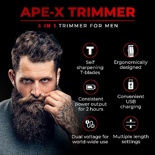 Beardo Ape-X 3-in-1 Multipurpose Trimmer for Men | Grooming Kit :- Trimmer, Shaver, Ear & Nose Trimmer | Stainless Steel self-sharpening blades |... - Image 4