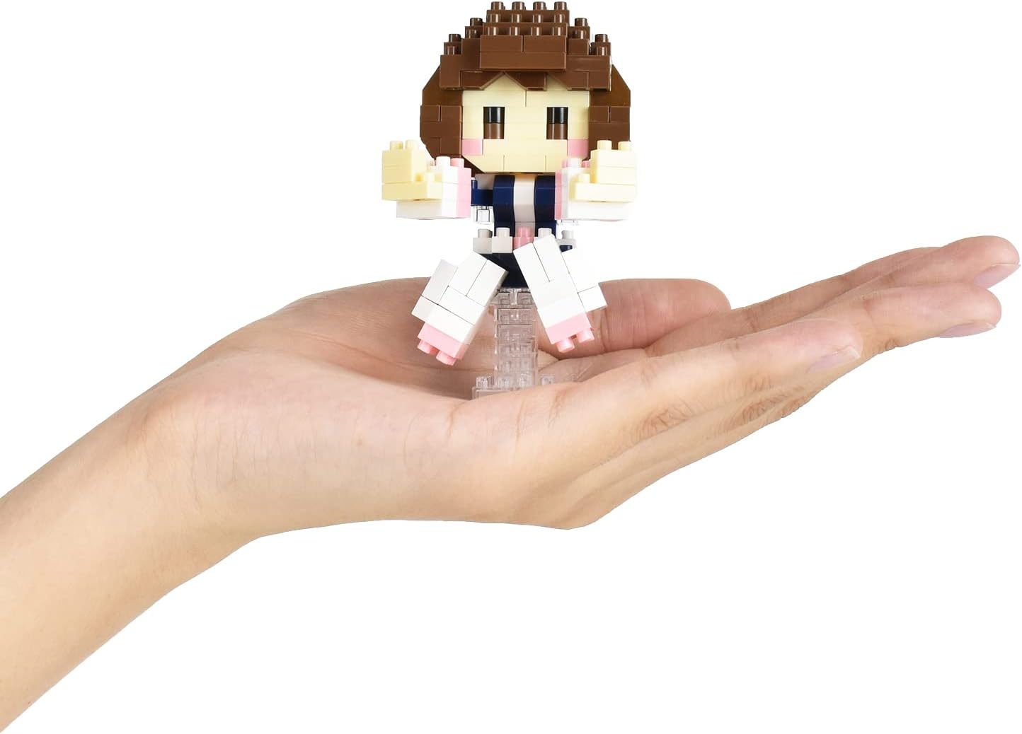 Assembled nanoblock Ochako Uraraka held in a hand