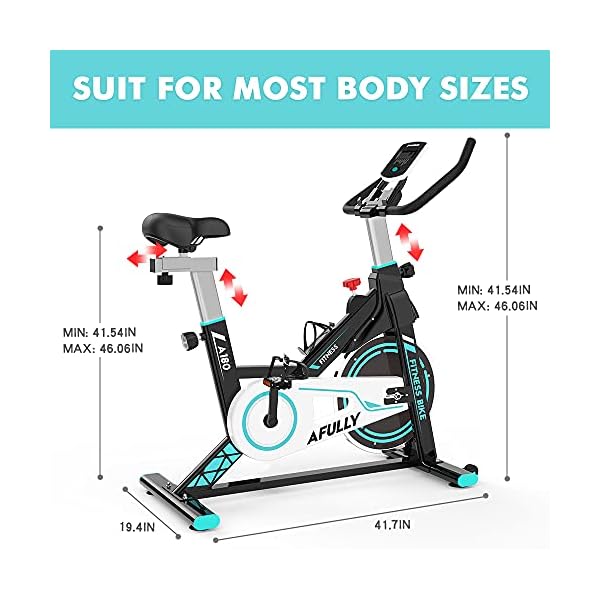 Afully Indoor Exercise Bikes Stationary Fitness Bike Upright Cycling Bikes Belt Drive Home Bicycles with Adjustable Resistance, LCD Monitor&Phone Holder Quiet for Home Cardio Workout