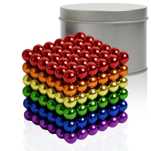 Genérico Esferas Premium 5 mm - 216 Piezas - Set Modular Arcoíris para Adultos - Antiestrés y Decoración de Escritorio - Incluye Separador - Tamaño Pequeño, Mediano y Grande - Ingenio