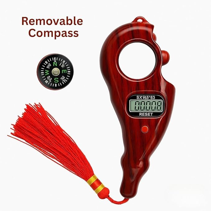 Image of 99999 5 Digit Multiuse Digital Electronic Portable Mini Hand Tally Clicker Counter Finger Ring Mantra Jaap Device Machine Cricket Umpire Counting Zikr Ziker Dhikr (2026Red Compass)