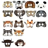 CZAYEFNH Wildtier Augenmasken Set Safari Dschungel – 16 Stück Pappmasken (12–24 cm) für Motto-Partys & Kostüm-Events