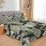 soxuding Funny Luxury Money Sheets Twin Size Set，Dollar Bills Black Fitted Sheets...