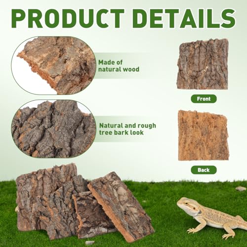 Image of balacoo Terrarium Tree Bark: 4pcs Reptile Bark Decoration Natural Cork Bark Backdrop Reptile Tank Background Leopard Cork Bark - Tarantula Enclosure Accessories