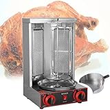 Beachtiful Máquina Comercial de a Gas Máquina Vertical de Kebab de GLP Horno Asador para Barbacoa Sin Humo (2 Quemadores) para Asado de Pollo, Asado de Pavo, Tacos, Asado, Carne de Res,Pan