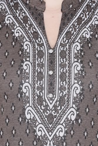 Image of Rosary Women's Winter Woolen Kurti Jacquard Straight Fit Ethnic Wear with 2 Side Pockets