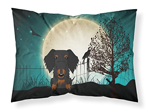 Caroline's Treasures Halloween Scary Wire Haired Dachshund Black Tan Fabric Standard Pillowcase BB2317PILLOWCASE, Multicolor