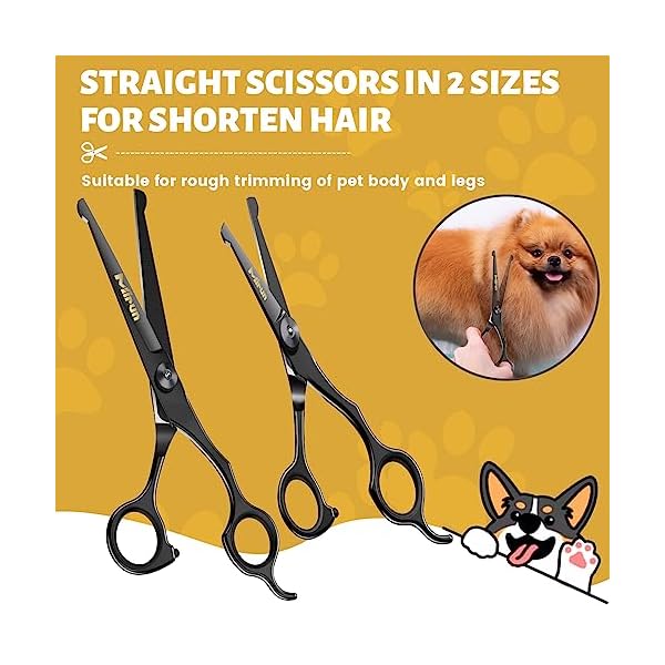 Dog Grooming Scissors Kit Professional,Dog Scissors for Grooming with Safety Round Tips,Titanium-plated stainless steel Grooming Scissors for Dogs & Cats,Dog Grooming Supplies,Thinning Shears for Dogs Dog Grooming Scissors Kit Professional,Dog Scissors for Grooming with Safety Round Tips,Titanium-plated stainless steel Grooming Scissors for Dogs & Cats,Dog Grooming Supplies,Thinning Shears for Dogs