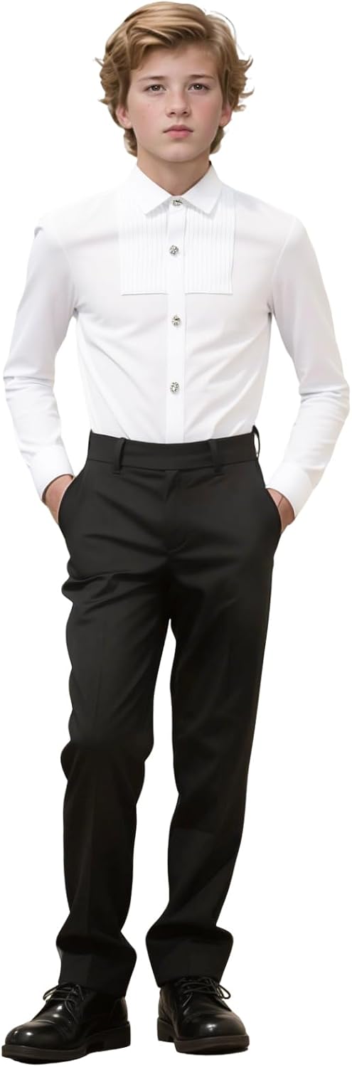 Lamgool Tuxedo Suits for Boys Floral Jacquard Kids Formal Outfit 4-Piece Set with Blazer Shirt Pants Bow tie Prom Wedding - Image 4