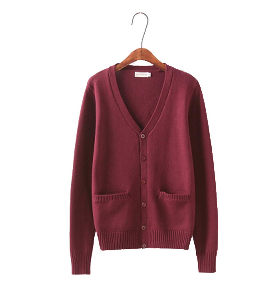 Amazon.co.jp: HIMOE スクールカーディガン 制服 無地 ゆったり ニット 
