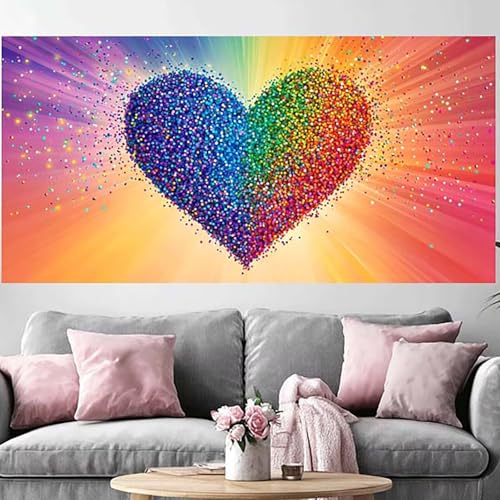 Kit Décoration DIY Peinture Diamant Cœur Cadeau Idéal Grand Format 5D