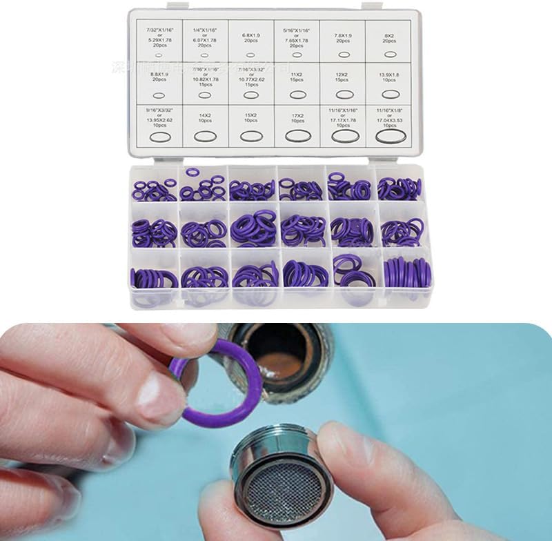 Ajxn 270 PCS Car O-ring Rubber Ring Kit, Air Conditioning Compressor Seal Waterproof Wear-resistant Replacement, Car A/C Repair Multi-functional Seal Assortment Set, Universal for Most Cars (Green)