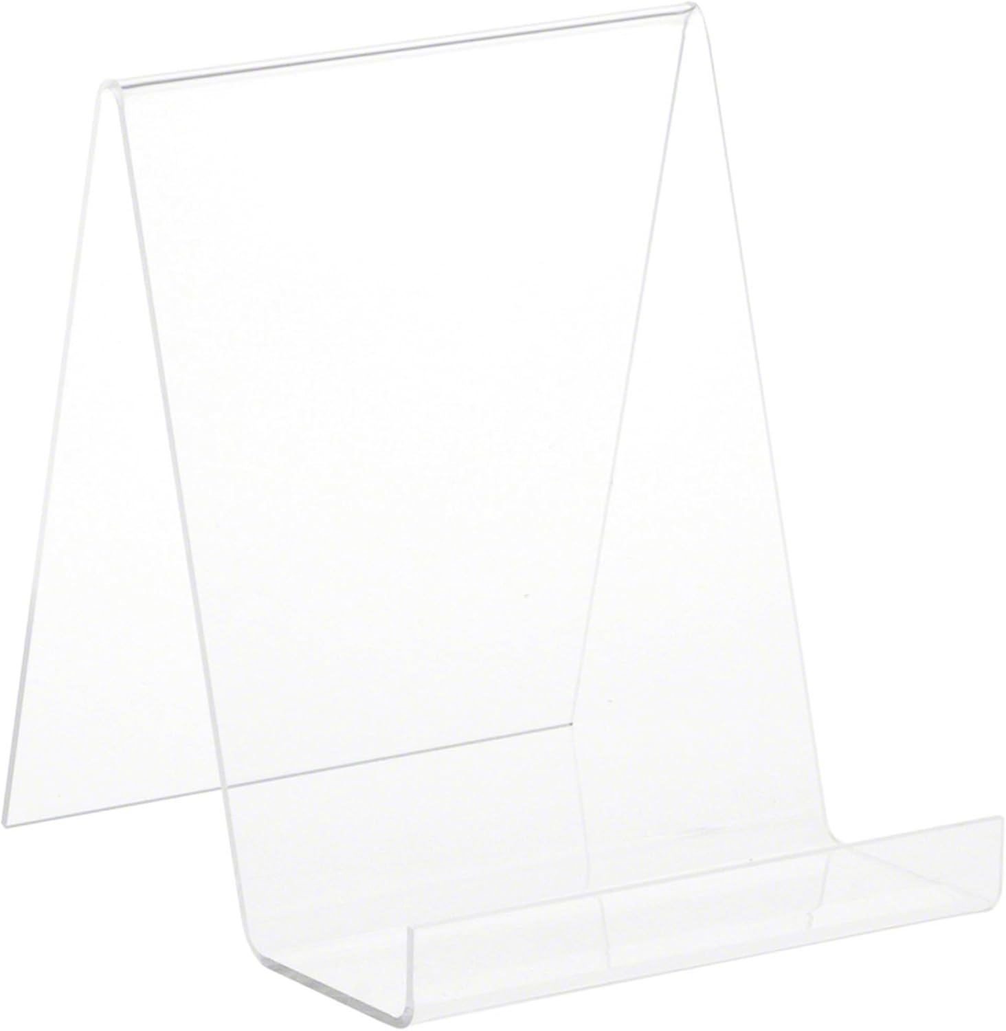 Plymor Clear Acrylic Flat Back Display Easel with 2.5" Box Ledge, 7.25" H x 6" W x 7" D (2 Pack)