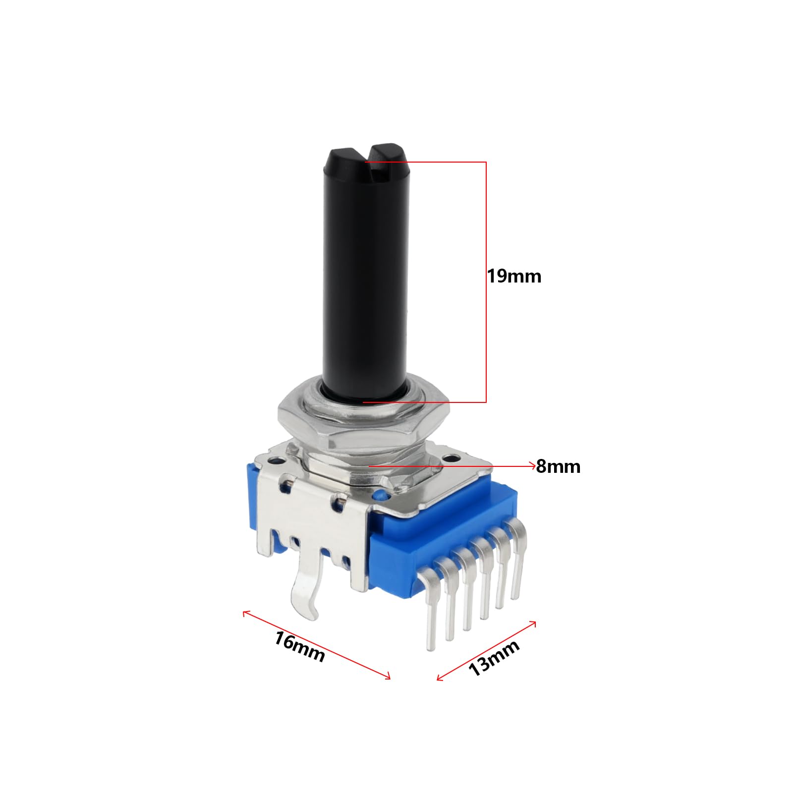 VGOL 4pcs 6pin B10K Dual Vertical Half Handle Potentiometer Handle Length 19mm Thread 8mm Nut Washer Accessory Suitable for Controlling Audio Equipment - Image 4