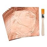 KINNO Gold Leaf Sheets, Real Copper Rose Gold Foil Paper Set for Arts Craft, Painting, Gilding, Slime, Nail Design, Furniture Decoration