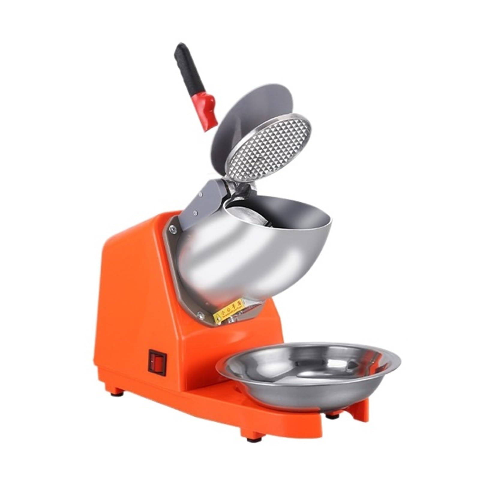 Trituradora De Hielo Comercial, Máquina Eléctrica Afeitado, Batidos, Rompehielos Doméstico Pequeño TrituracióN De Hielo Sin Esfuerzo(Orange Double Cap 4 Cutter)