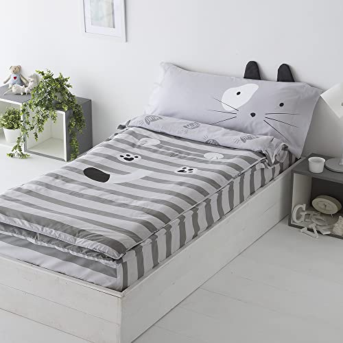 Saco nordico con Relleno Gato Cama 90 x 190/200. 50% algogón - 50% poliéster Saco Unido a la Bajera con Cremallera. con Relleno nórdico.