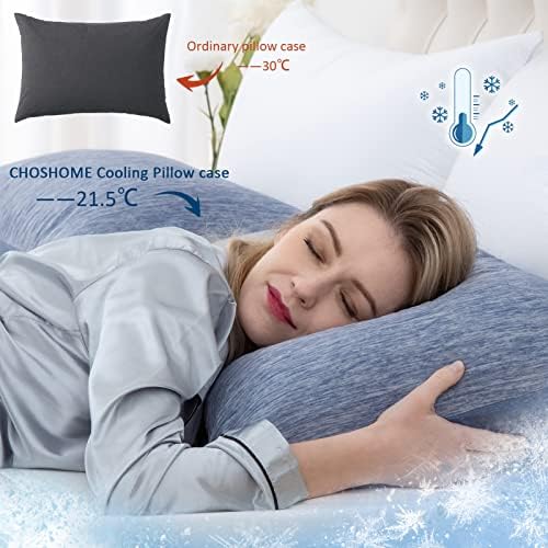 CHOSHOME Pillow Cases 2 Pack,Cooling Pillow Cases for Hot Sleepers with Hidden Zipper,Cool Pillow Cases Breathable for Hair and Skin with Arc-chill TOUCH Technology(Blue,40 * 80 cm)