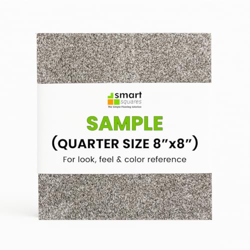 Smart Squares Easy Street Premium Made in The USA Carpet Tiles 18x18 Inch, Soft Padded, Seamless Appearance, Peel and Stick for Easy DIY Installation (Millstone, Sample (8” x 8”))