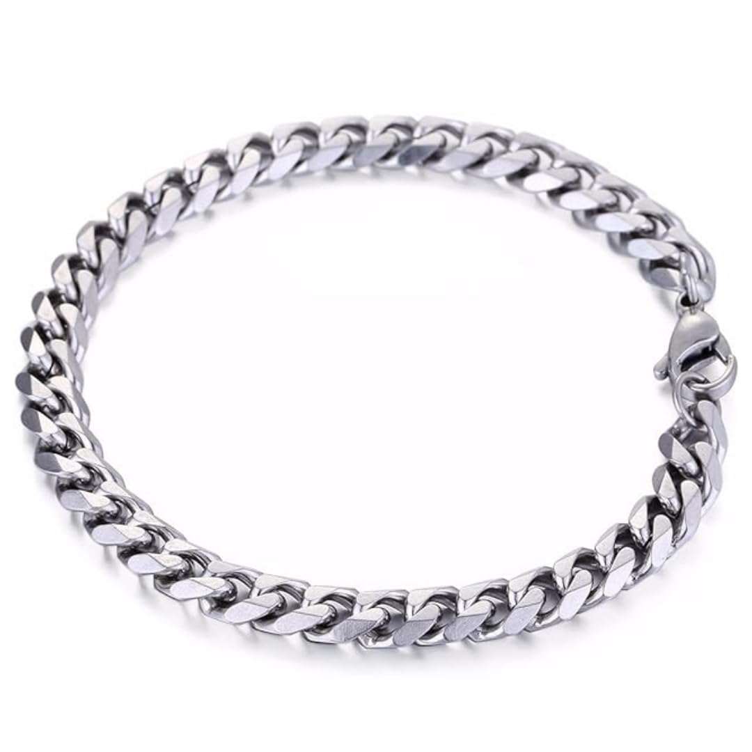 DVRKPulsera Hombre Plata de 7 mm con Base de Acero Inoxidable 316L