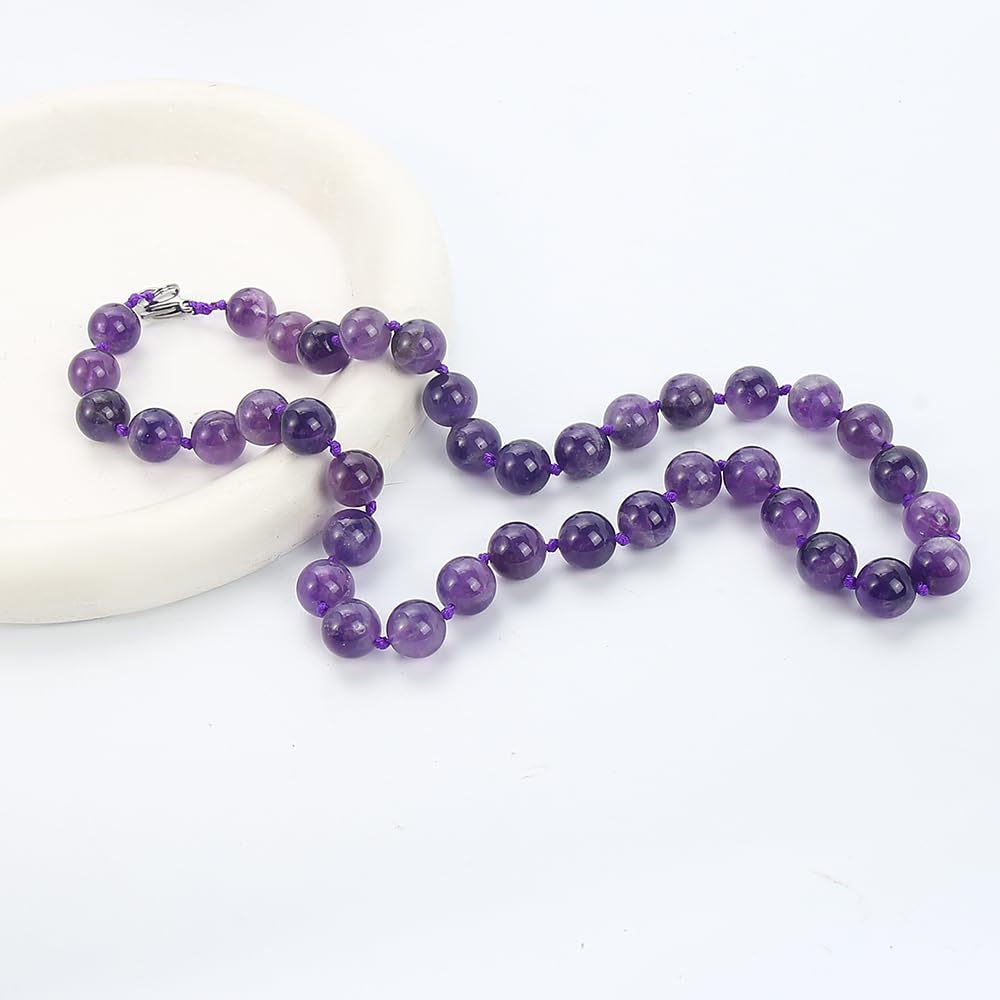 Treasure Bay Favolosa collana per ragazze, gemma di ametista naturale, 12 mm, (viola)