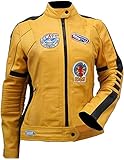 NM-Fashions Biker's Protective Yellow Motorcycle Leather Jacket for Women