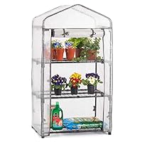 Christow 3 Tier 4ft Greenhouse, Mini Portable Compact Garden Growhouse, Sturdy Steel Frame, Double Zip Cover