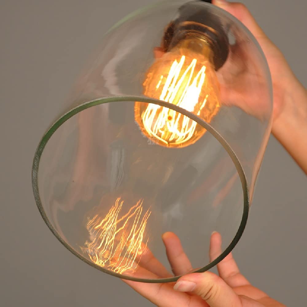 Vintage farmhouse Industrial E27/E26 Podstawa Regulowana wysokość żyrandol Proste wisiorki 1 Light Ręcznie dmuchane szklane szklane salon sufit wiszący światło oświetlenie kuchni Zmiana