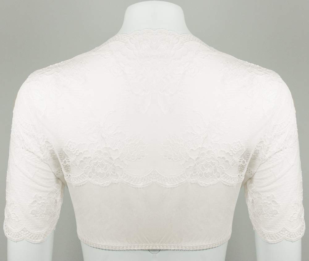 Nina von C. Damen Dirndlbluse Kalea mit Knopfleiste - Weiß - 16463718 - Halbarm Spitzen Bluse Oktoberfest Kirchweih