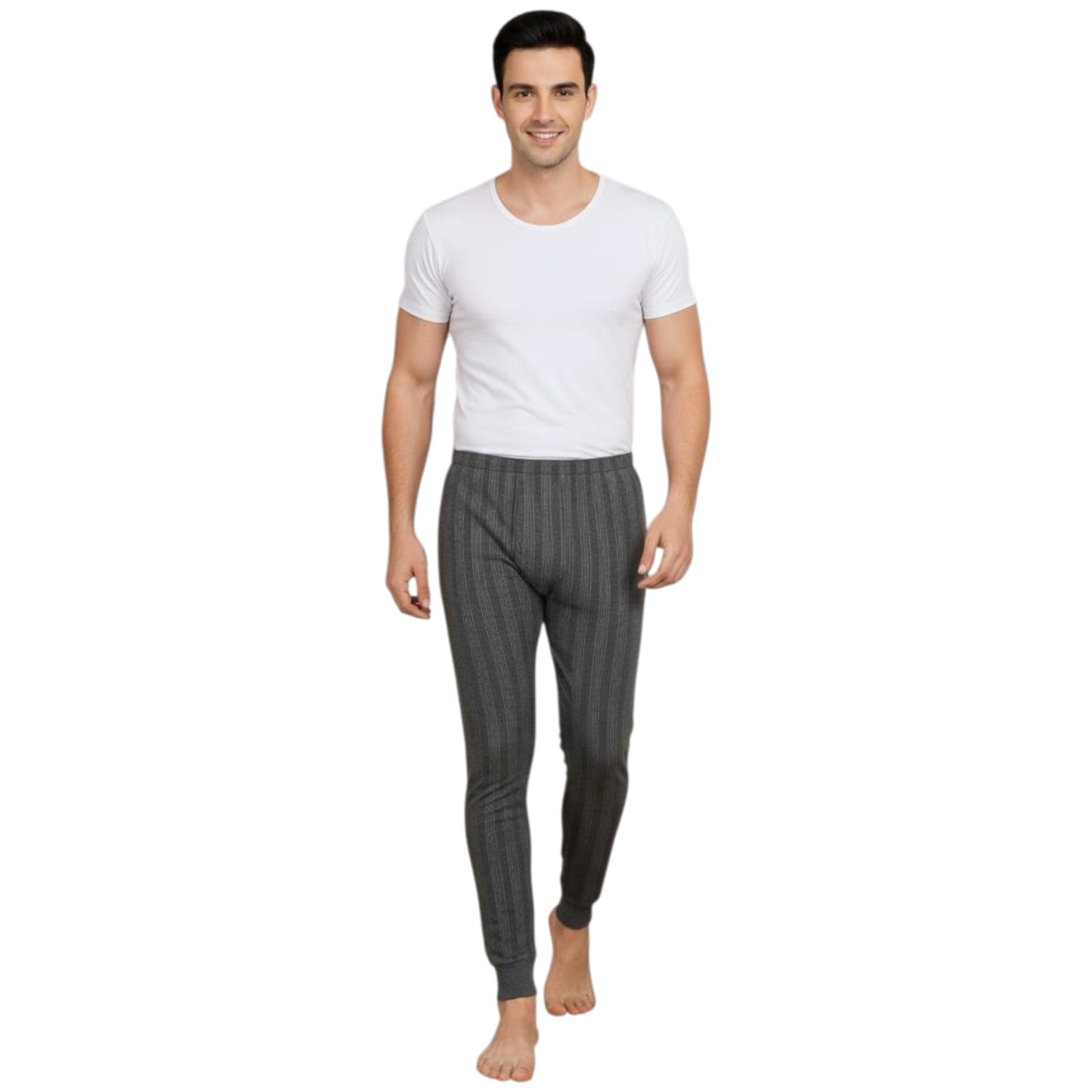 Men's Thermal Pajama, 100% Cotton, Ribbed Texture, Winter Bottomwear, Black Brown Navy Blue, Size 34-40-image-32
