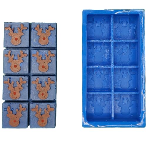 Reindeer Head Wax Melt Snap Bar Silicone Mold - 1