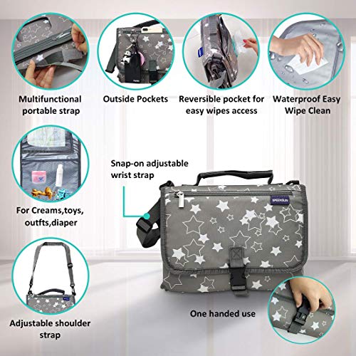 Portable Changing Pad,Baby Portable Diaper Changing Pad For Boys And Girls |Long Large Changing Pad With Wipes Pocket | Lightweight And Waterproof Travel Diaper Station Kit With Cushioned Pad #TOP2