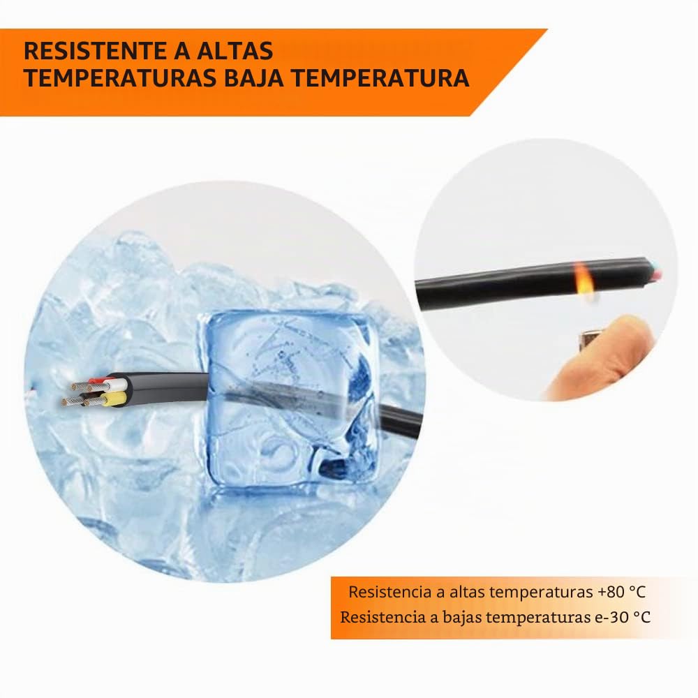 Cable Eléctrico de 4 Conductores de Calibre 18 4x0,8mm², 30,48M Cable Trenzado Negro de Bajo Voltaje 18/4 Caja de PVC, Cable de Alimentación de Extensión Flexible para Lámpara LED
