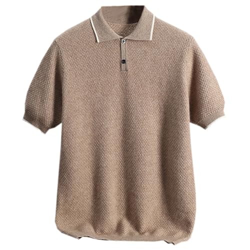 DAIMIDY Men's Polo Sweater Short Sleeve Casual Basic Tops Textured Knit Pullover