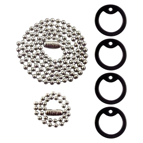 US Military Dog Tag Tune Up Kit, Customize Your Chain Length and Silencer Colors, US Made T304 Stainless Steel Chains, Heavy Duty Military Silencers