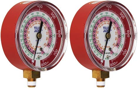 Yellow Jacket 49137 3-1/8" Red Pressure, 0-800 psi, R-22/404A/410A Gauge Degrees F (2-(Pack))
