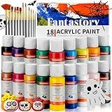 Fantastory Acrylfarben Set,24 Flaschen 60ml+12Pinsel,wasserfestes,nicht verblassendes,ungiftiges Acrylic Paint,Für Leinwand,Holz,Keramik,Modelle;Anfänger,Kunststudenten,Hobbykünstler [Balanced Serie]