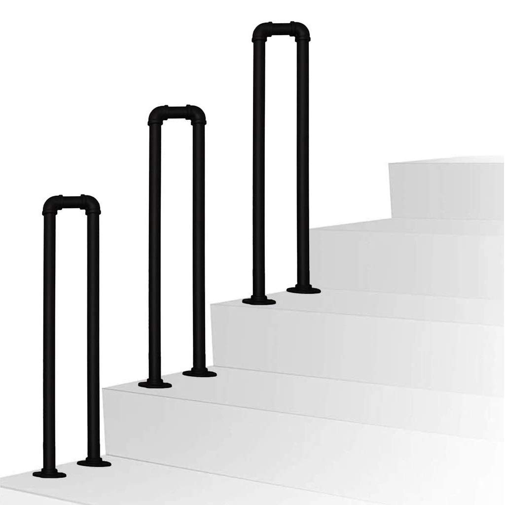 DNBJBKO Transitional Handrail for Outdoor Step Handrail Metal Stair Railing for in-and Outdoor Use Black Hand Rails for Steps, Handrail Picket for Outside Stairs,35cm(1.1ft)