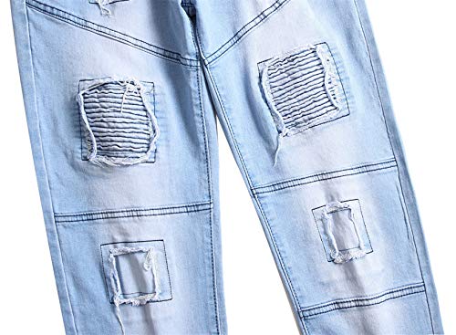 Jeans Slim Biker Rotos para Hombre Azul Claro Talla 40 miniatura 4