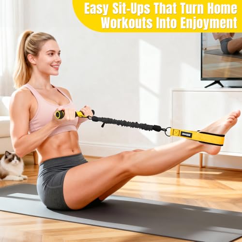 Image of Upgraded Multifunction Pedal Resistance Band with Handle, 3 Tube Adjustable Resistance Bands for Abdomen, Waist, Arm, Core /ABS, Leg Workout - Sit Up Exercise Equipment for Women
