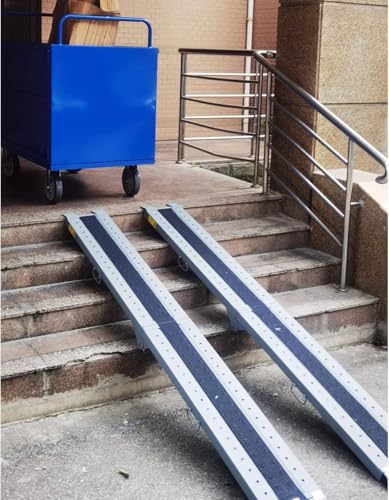 Rampa para Silla de Ruedas, rampa de Entrada, rampa de umbral, rampa para discapacitados portátil y Plegable de 6,6 pies/8 pies/9 pies de Largo, 10 Pulgadas de Ancho para Entrada/Puertas/esc