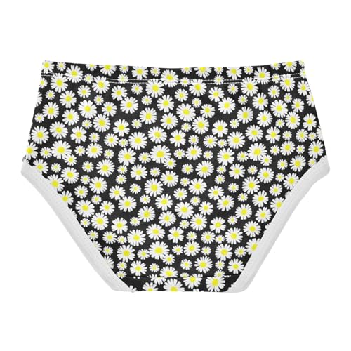 Joisal Cotton Girls Underwear Toddlers Chic White Daisies Black Little Girl Panties Flower Briefs Girls Undies 2t2