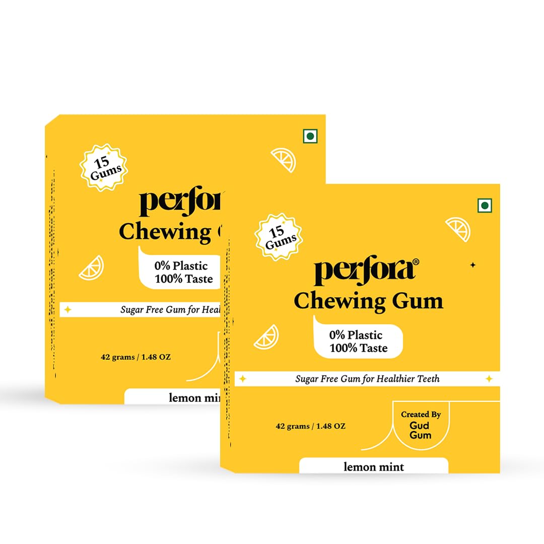 Perforas All-Natural, Plastic-Free Chewing Gum in Collaboration with Gud Gum| Pack of 2 | No Added Artificial Colours, Flavours & Sweeteners | Lemon Mint (15 Gums Per Pack) (B0CB6KCKTP) Amazon Price History, Amazon Price Tracker