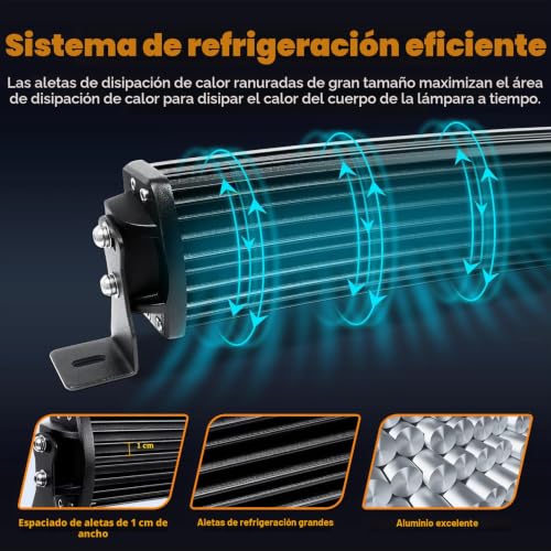 Barra de luz led curva de 132 cm y 675W con kit de cableado remoto de 12V para coche 4x4 5