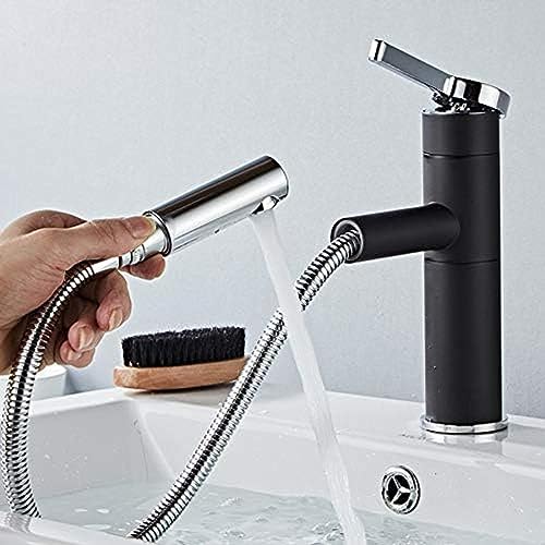 Grifos de cocina Grifos de baño Grifo de lavabo giratorio de cobre Grifo de lavabo Champú Agua caliente fría y alta Blanco y negro, Negro corto, Blanco corto, Grifo