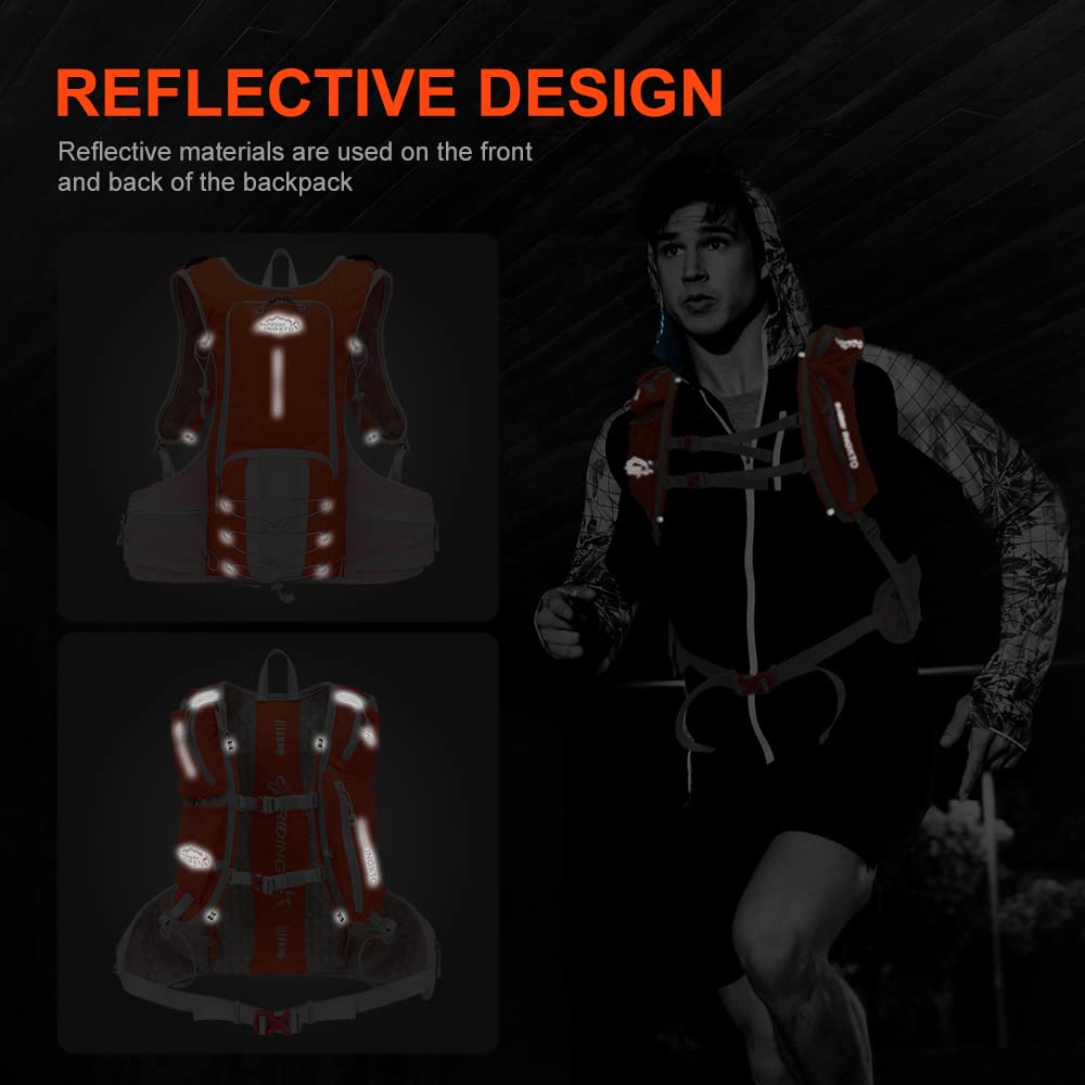 INOXTO Sac à dos d'hydratation avec réservoir d'eau étanche de 2 L, sac à dos d'hydratation léger pour homme, sac à dos pour cyclisme, motocross, escalade, trail, course à pied (orange)