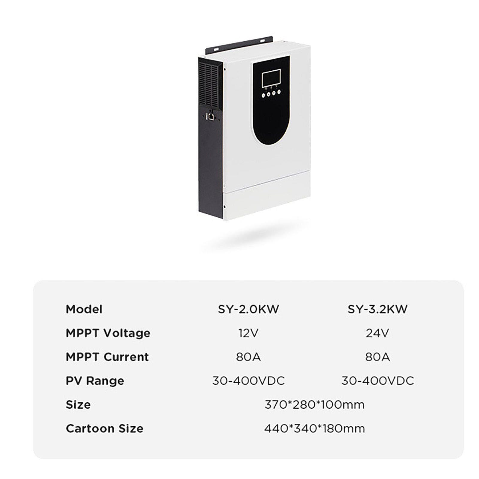 1kw-10.2kw Solar Hybrid Inverter (Inteligentne Sterowanie Aplikacją), 12-48v Do 220v I Wbudowany Kontroler Mppt 40-160a, Współpracuje Z Różnymi Typami Baterii, Do Domów,DC24V-3.2KW