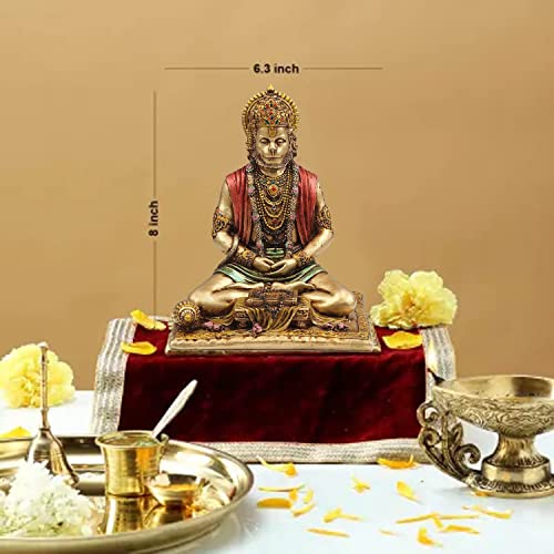 Hanuman ji Murti idole décorative en résine bronze haute finition - 6