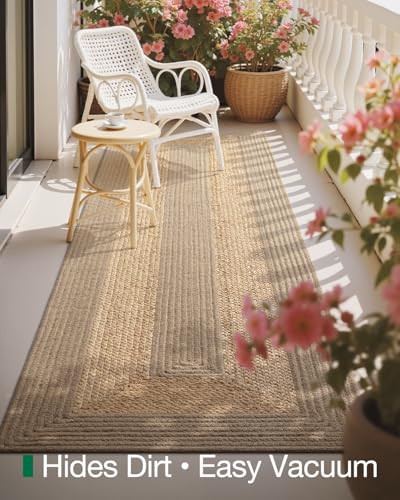 Image of Handwoven Jute Carpet 2x4 Ft Strip Border - Natural Boho Area Rug for Living Room | Eco-Friendly, Durable Floor Mat for Bedroom, Dining & Home Decor