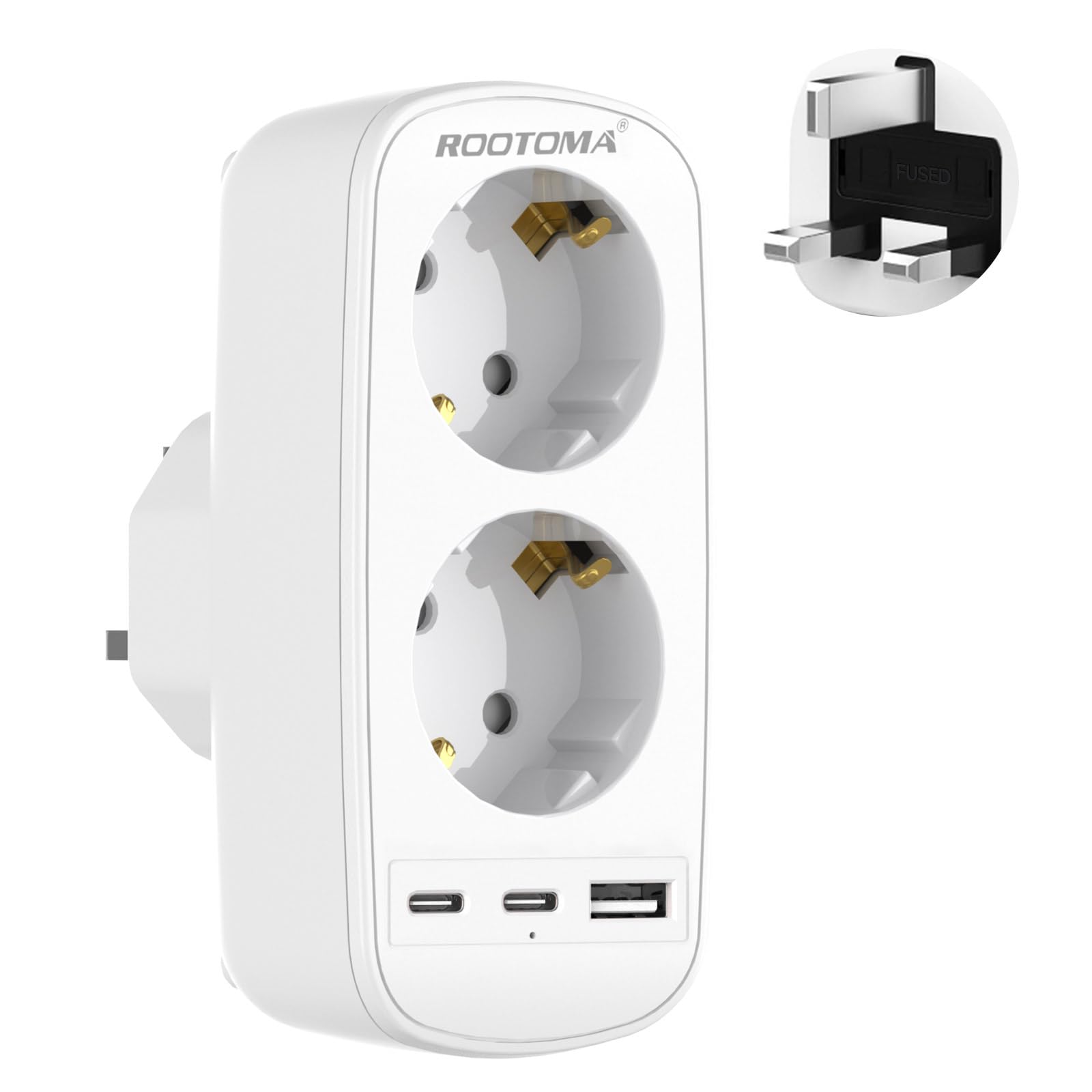 Prise Adaptateur Type G Double Prise avec 3 USB pour Angleterre, Irlande, Dubai, Maldives